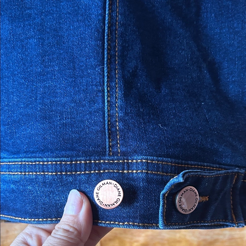 DG2 by Diane Gilman New Classic Stretch Denim Embroidered Back Jacket - Picture 5 of 9